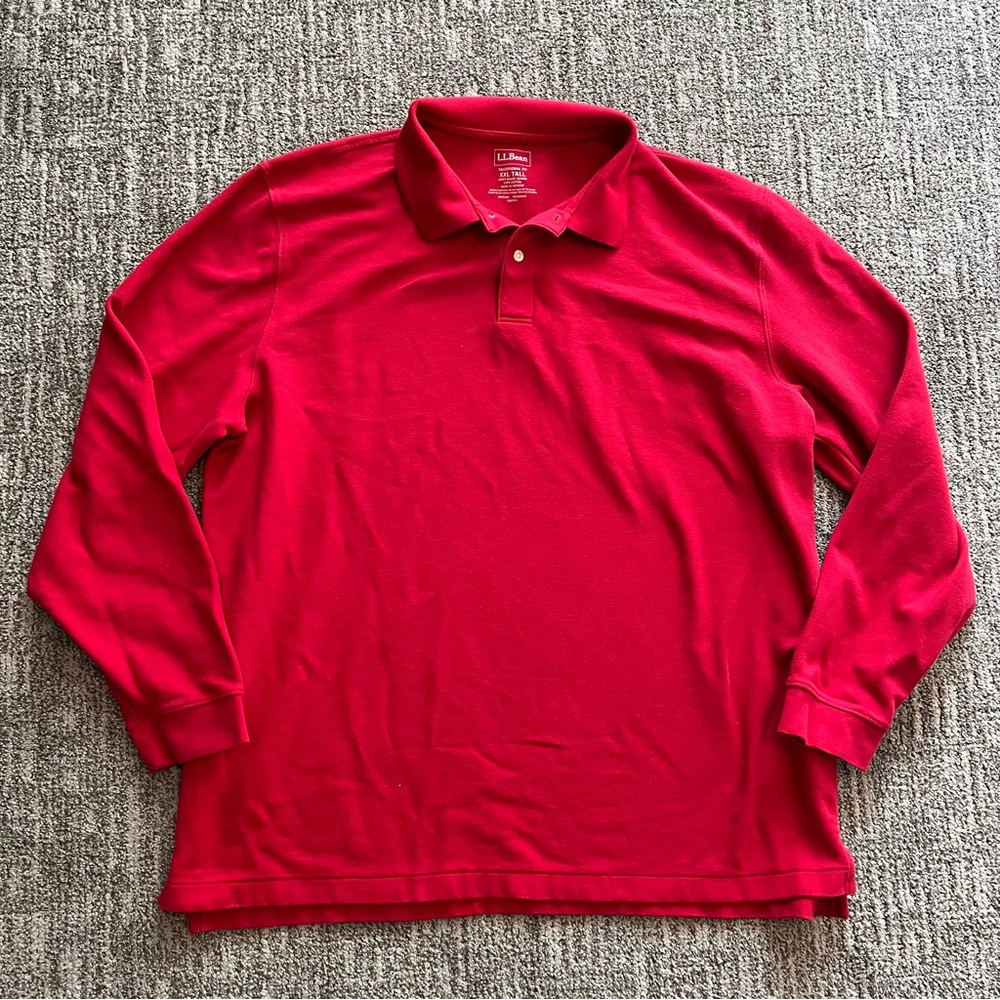 LL Bean men’s long sleeve polo shirt size XXL Tall, red